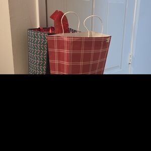 Red Plaid and Green Patterned Gift Bags